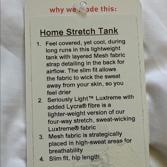 NWT LULULEMON HOME STRETCH TANK WHT 10 - Picture 3 of 3